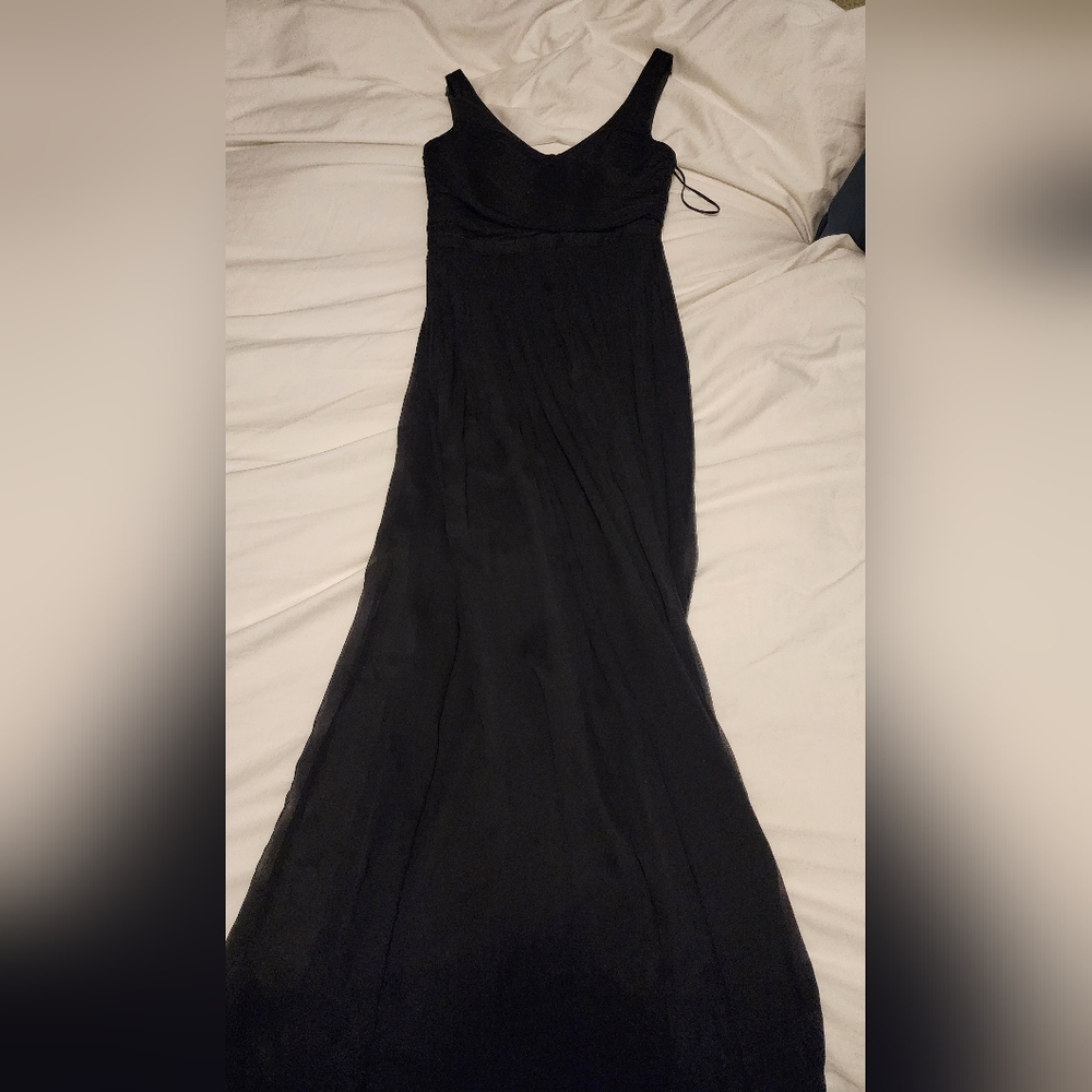J. Crew black, chiffon long formal dress
